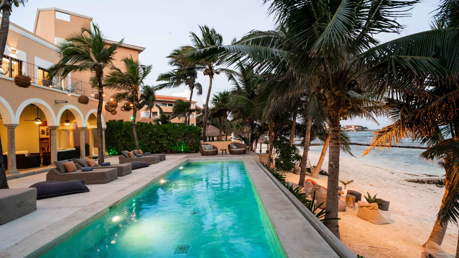 Poolside at the Hacienda del Mar in Maya Riviera.