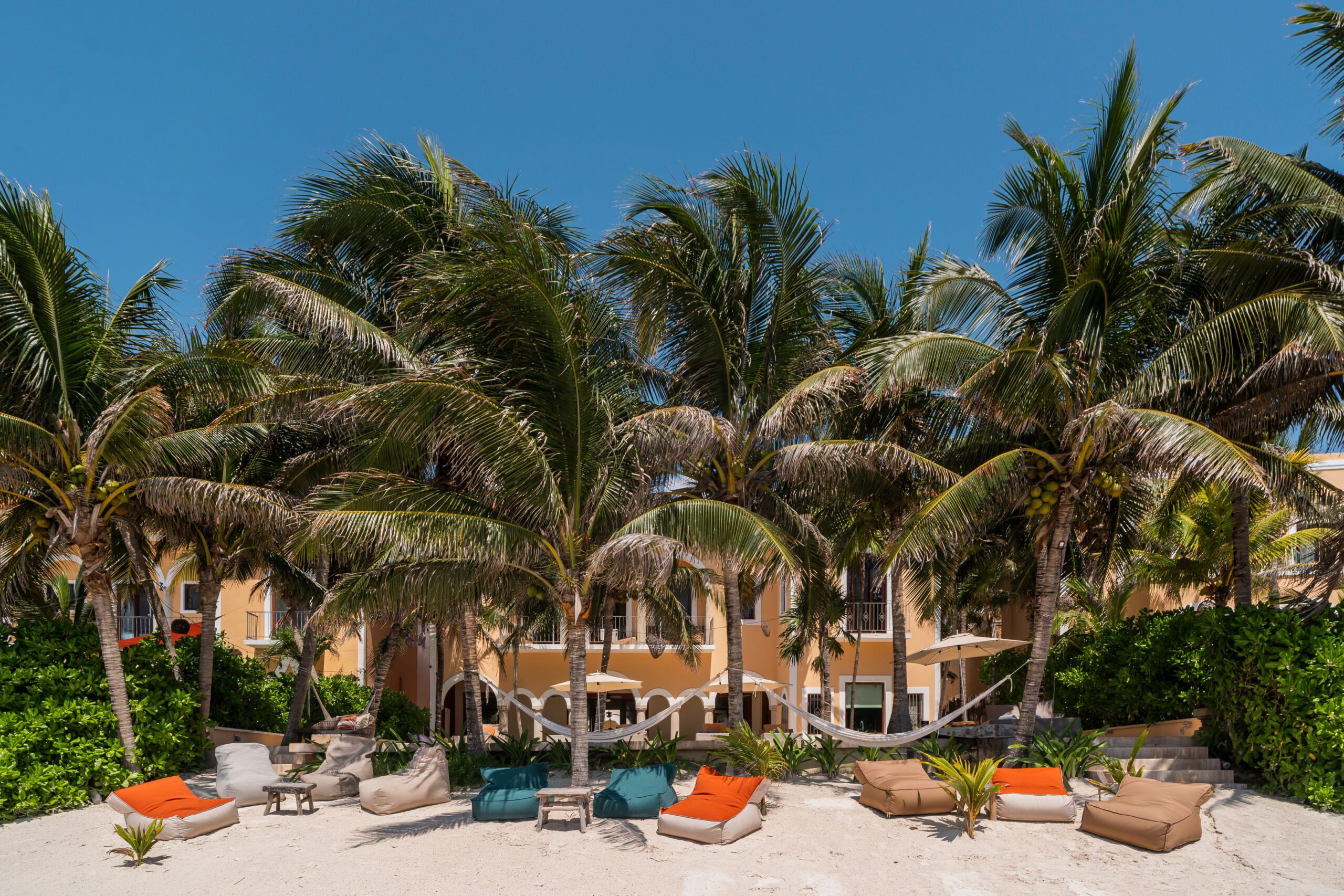 Exterior of Hacienda Estate overlooking its private beach.