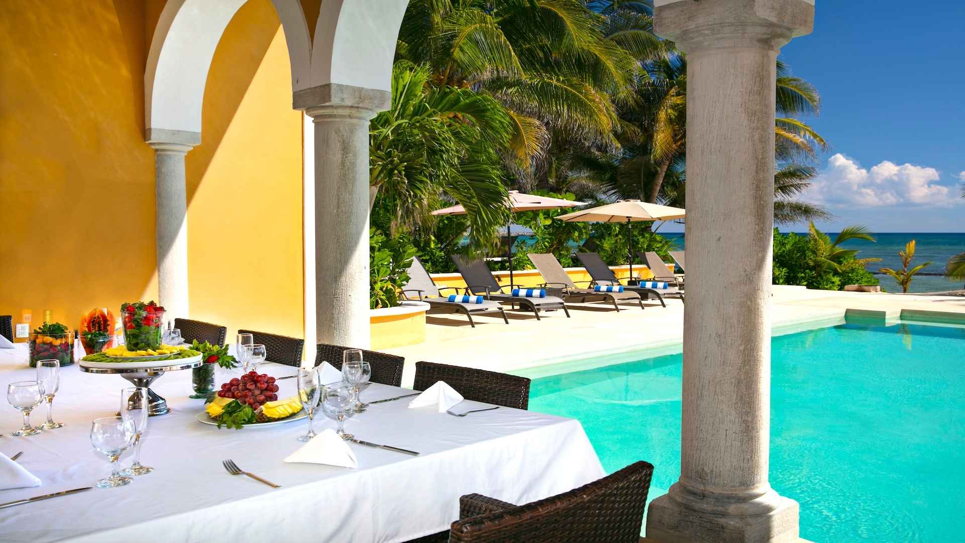 Poolside at Hacienda Magica in Riviera Maya.